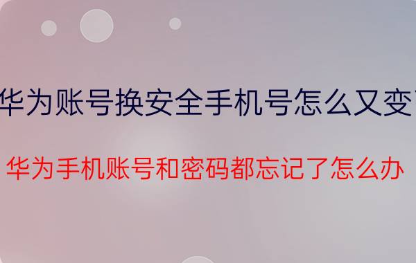 华为账号换安全手机号怎么又变了 华为手机账号和密码都忘记了怎么办？